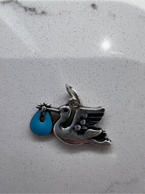 James Avery Silver Stork Charm with Bright Blue Bundle